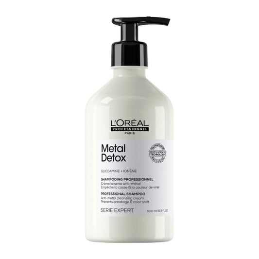 L'Oreal Professionnel Metal Detox Shampoo, Protection from Metal Particles and Heat, Smoother and Shinier Hair, Suitable For All Types of Coloured Hair, 250ml, 500ml