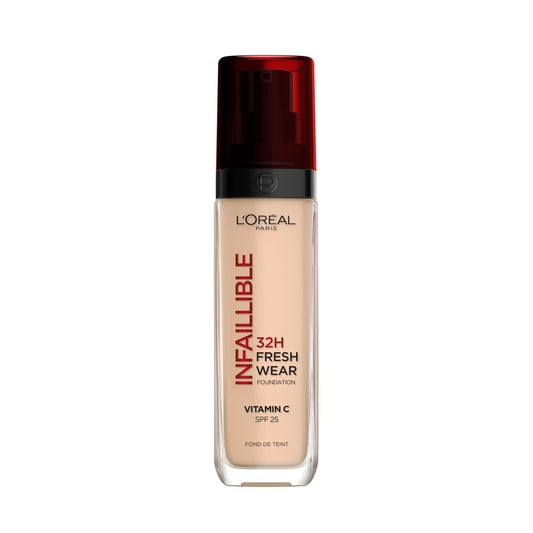 L'Oréal Paris Liquid Foundation, Full Coverage, Lasting Wear, With Vitamin C and SPF 25, Infallible 32H Fresh Wear, 132